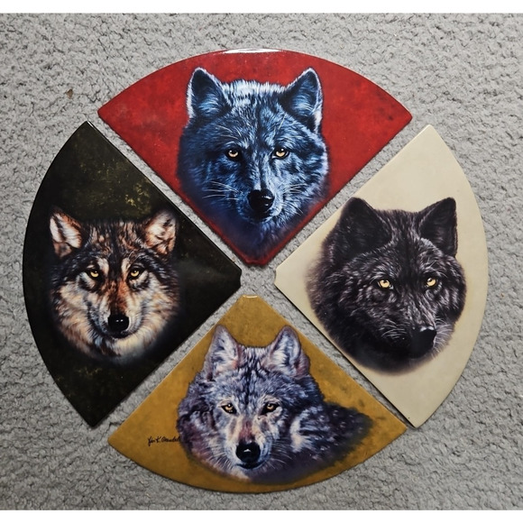 VTG Spirit of the Northern Lights Wolf Vivi Crandall Bradford Exchange COMPLETE